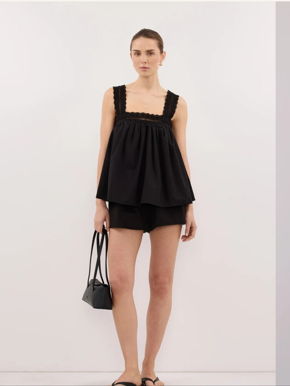 Dissh Miranda Black Lace Trim Top Size 6